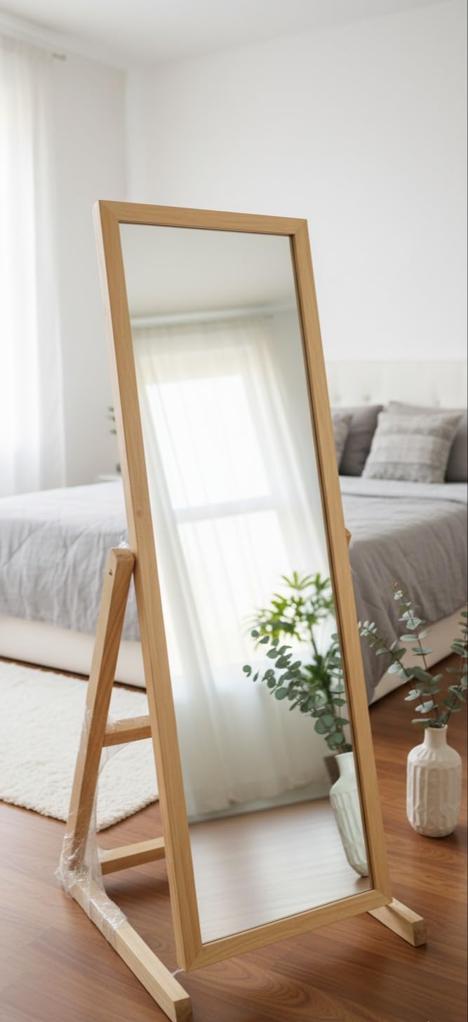 Pine Wood Full-Length Standing Mirror
